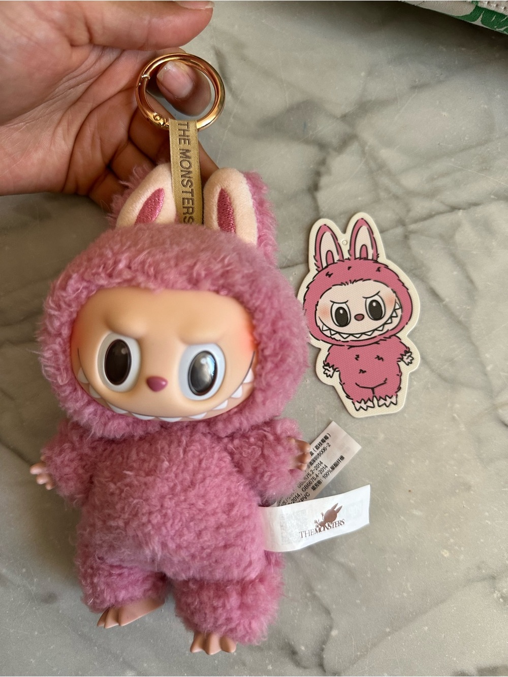 Labubu The Monsters Pink Plush Keychain